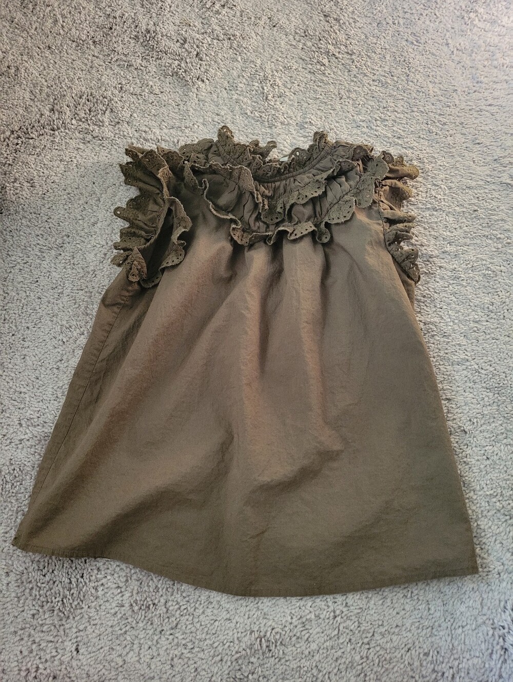 Boden Green Sleeveless Eyelet Ruffle Top